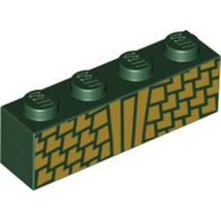 Brick 1 x 4 with Gold Scales Print