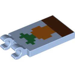 Tile Special 2 x 3 with 2 Clips with Minecraft Carrot in Ground Print [Thick Open O Clips]
