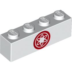 Brick 1 x 4 with Red Nuclear Symbol Print