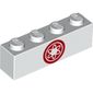 Brick 1 x 4 with Red Nuclear Symbol Print