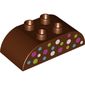Duplo Brick 2 x 4 Curved Top with Purple, Medium Blue, White and Green dots print
