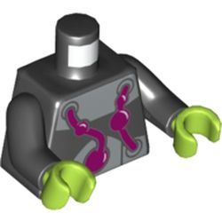 Torso Armor, Magenta Tubes and Silver Plates Print (Brainiac), Black Arms, Lime Hands