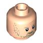 Minifig Head Luke Skywalker, Dark Tan Mustache, Beard, Sideburns, Sad / Angry Print