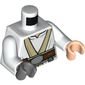 Torso, Odd Hands, Robe with Tan Trim, Dark Brown Belt Print (Luke Skywalker), White Arms, Left Light Nougat Hand, Right Dark Bluish Gray Hand