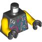 Torso Jacket, Dark Bluish Gray Buckles and Straps, Dark Pink Accents, Medium Azure Symbols Print, Yellow Arms, Black Hands