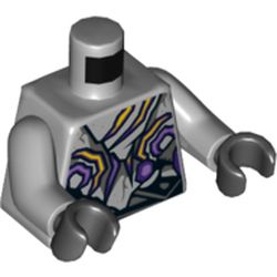 Torso Tattered with Yellow and Dark Purple Cracks Print, Light Bluish Gray Arms, Black Hands