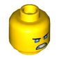 Minifig Head Zane, Angry Grin, Light Blue Eyes Print [Hollow Stud]