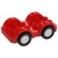 Duplo Car Base 2 x 6 - 4 White Wheels with Black Tires on 4 Fixed Axles