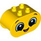 Duplo Brick 2 x 4 x 2 Rounded Ends with Blue Eyes, Open Mouth, Happy Print