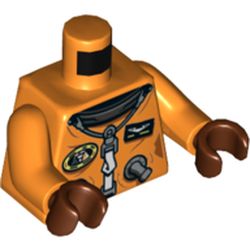 Torso Astronaut Spacesuit Print, Orange Arms, Reddish Brown Hands