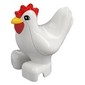 Duplo Animal Chicken / Hen with Red Comb and Wattle, Semi-Circular Eyes Print
