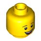 Minifig Head, Brown Eyebrows, Open Mouth Smile with White Teeth and Red Tongue Print
