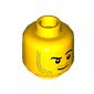 Minifig Head, Beard Stubble, Raised Eyebrow, White Pupils Print, Stubble Goatee [Hollow Stud]