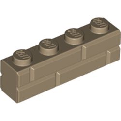 LEGO part 15533 Brick Special 1 x 4 with Masonry Brick Profile in Sand Yellow/ Dark Tan