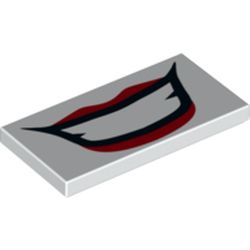 Tile 2 x 4 with Thin Red Lips, White Teeth, Thick Black Outline Print (Joker)