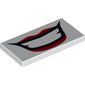Tile 2 x 4 with Thin Red Lips, White Teeth, Thick Black Outline Print (Joker)
