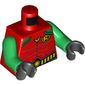 Torso Bodysuit, Yellow 'R' Symbol and Yellow Belt with Round Buckle Print (Robin), Green Arms, Black Hands (Batman Robin)