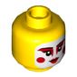 Minifig Head Harumi, White Face, Red Mascara, Dots on Cheeks, Red Lipstick Print [Hollow Stud]