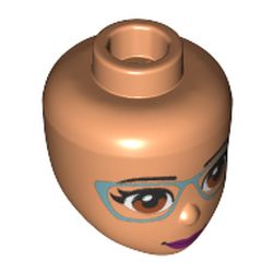 Minidoll Head with Brown Eyes, Magenta Lips, Silver Glasses Print