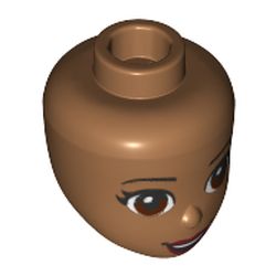 Minidoll Head with Brown Eyes, Open Mouth, Dark Red Lipstick Print