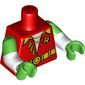 Torso, Dual Molded Arms, Shirt, Yellow Belt, Yellow Laces, Yellow 'R' in Black Circle, Gold Necklace Print, Bright Green Sleeves Pattern, White Arms, Bright Green Hands