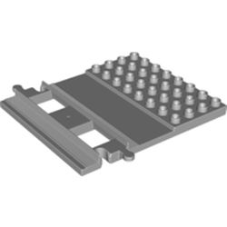 LEGO part 10035965 RAIL W/ PLATE, 8 MODULE, NO. 1 in Medium Stone Grey/ Light Bluish Gray