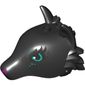 Animal Body Part, Fox Head with Dark Turquoise Eyes, Silver Swirls and Purple Nose print