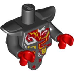 Torso Short and Modified with Armor - Smooth Breastplate with Shoulder Pads with Red, Yellow and White Tribals print