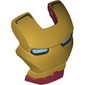Headwear Accessory Visor Top Hinge with Gold Face Shield and Bright Light Blue Eyes Print (Iron Man)