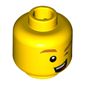 Minifig Head Unicorn Guy, Orange Eyebrows, Wink Smile