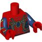 Torso Bodysuit, Dark Blue Panels, Webbing, Large Dark Blue Spider with Gold Outline Print, Dark Blue Arms with Webbing Print, Red Hands