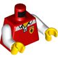 Torso Shirt with White Collar and Ferrari Logo Print, White Arms, Yellow Hands
