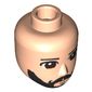 Minidoll Head Male with Brown Eyes, Black Beard and Curly Mustache