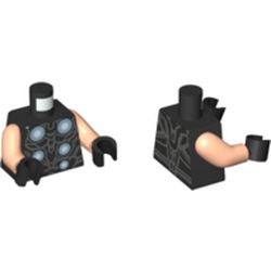 Torso Armor, 6 Silver Circles Print (Thor), Light Nougat Arms, Black Hands