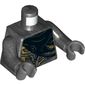 Torso Armor with Gold and Dark Bluish Gray Details, Black Tattered Cape Print, Pearl Titanium Arms, Dark Bluish Gray Hands