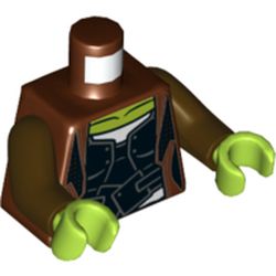 Torso Jacket, Black Shirt Lime Neck Print (Gamora) Dark Brown Arms, Lime Hands