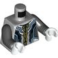 Torso Armor with Silver and Gold Plates Print, Black Arms, White Hands