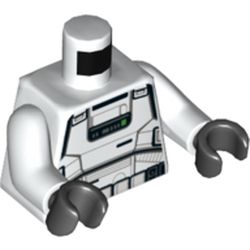 Torso Armor, Stormtrooper with Belt, Green Buttons Print, White Arms, Black Hands