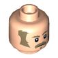 Minifig Head Imperial Officer, Dark Tan Sideburns, Mustache Print [Hollow Stud]