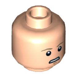 Minifig Head Luke Skywalker, Dark Tan Eyebrows, Chin Dimple, Concerned / Closed Eyes, Meditating Print