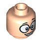 Minifig Head Edna Mode, Dual Sided, Large Round Glasses, Skeptical / Wide Smile with Teeth Print [Hollow Stud]