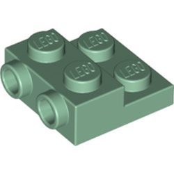 LEGO part PLATE 2X2X2/3 W. 2. HOR. KNOB in Sand Green