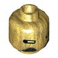 Minifig Head Quay Tolsite, Dark Tan Triangles on Forehead, White Rectangular Eyes Print [Hollow Stud]