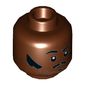 Minifig Head Lando Calrissian, Dual Sided, Eyebrows, Muttonchops, Thin Moustache, Stubble, Raised Eyebrow / Surprised Expression Print [Hollow Stud]