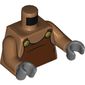 Torso Overalls, Reddish Brown with Two Yellow Buttons Print, Medium Nougat Arms, Dark Bluish Gray Hands