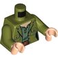 Torso Jacket, Pockets, Buttons, Sand Green Shirt, Belt Print, Olive Green Arms, Light Nougat Hands