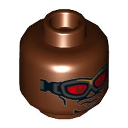 Minifig Head Falcon, Dual Sided, Goggles with Red Lenses / No Goggles Print [Hollow Stud]