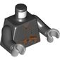 Torso Jacket, Silver Tubes and Connectors, Orange Midriff Print (Quay Tolsite), Black Arms, Light Bluish Gray Hands