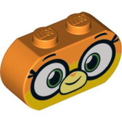 Brick Curved 3 x 1 Round Ends with Large Eyes, Mouth print (Dr Fox)