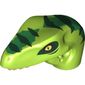 Animal Body Part, Dinosaur, Raptor Head with Tan Teeth and Dark Green Stripes over Lime Print